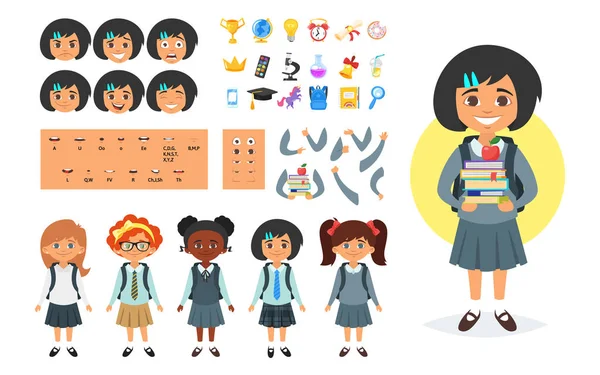 School girl character generator — Stock Vector