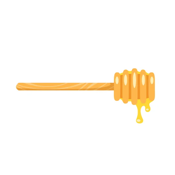 Wooden honey ladle. — Stock Vector