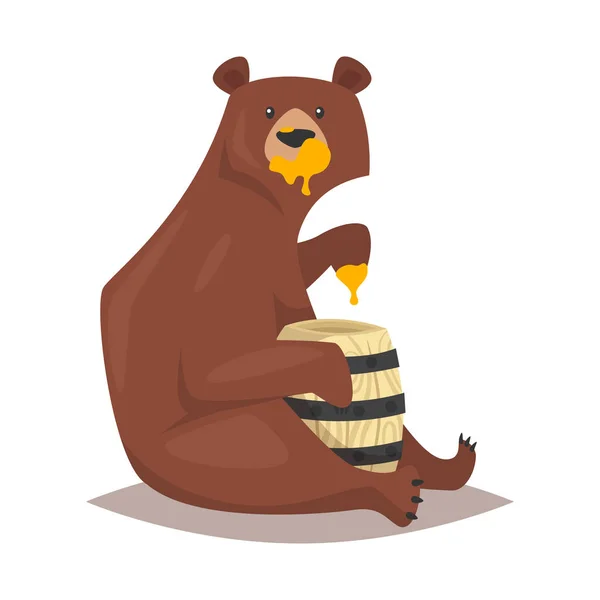 Medvét eszik édes méz — Stock Vector