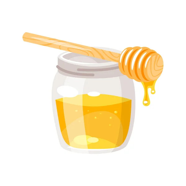 Üveg méz jar. — Stock Vector