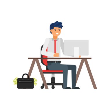 onun işyerinde iş adamı.