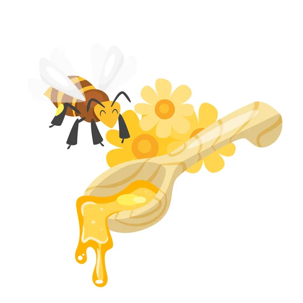 Spoon of sweet honey — Stock Vector