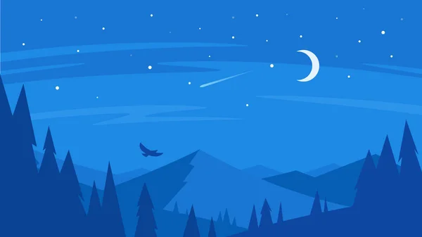 Night forest and mountain — Stock Vector