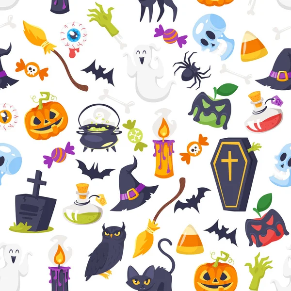 Desenho animado estilo Halloween padrão —  Vetores de Stock