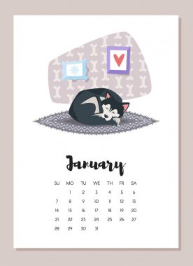 köpek 2018 yıl takvim sayfası