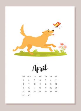 köpek 2018 yıl takvim sayfası