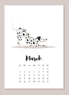 Mart 2018 yıl takvim sayfası