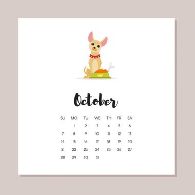 Ekim köpek 2018 yılı takvimi