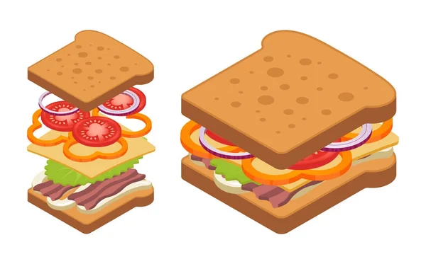 Sandwich isométrique vectoriel . — Image vectorielle