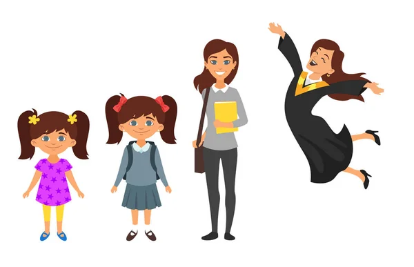 Personaje de kindergarten a graduarse — Vector de stock