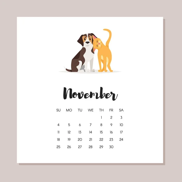 Hund 2018 års kalender — Stock vektor