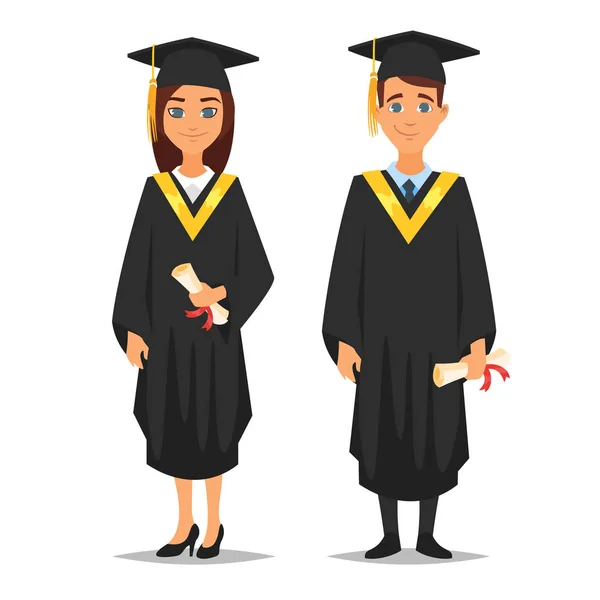 Graduados hombres y mujeres — Vector de stock