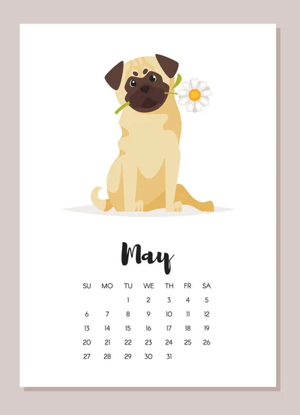 Pode cão 2018 ano calendário — Vetor de Stock