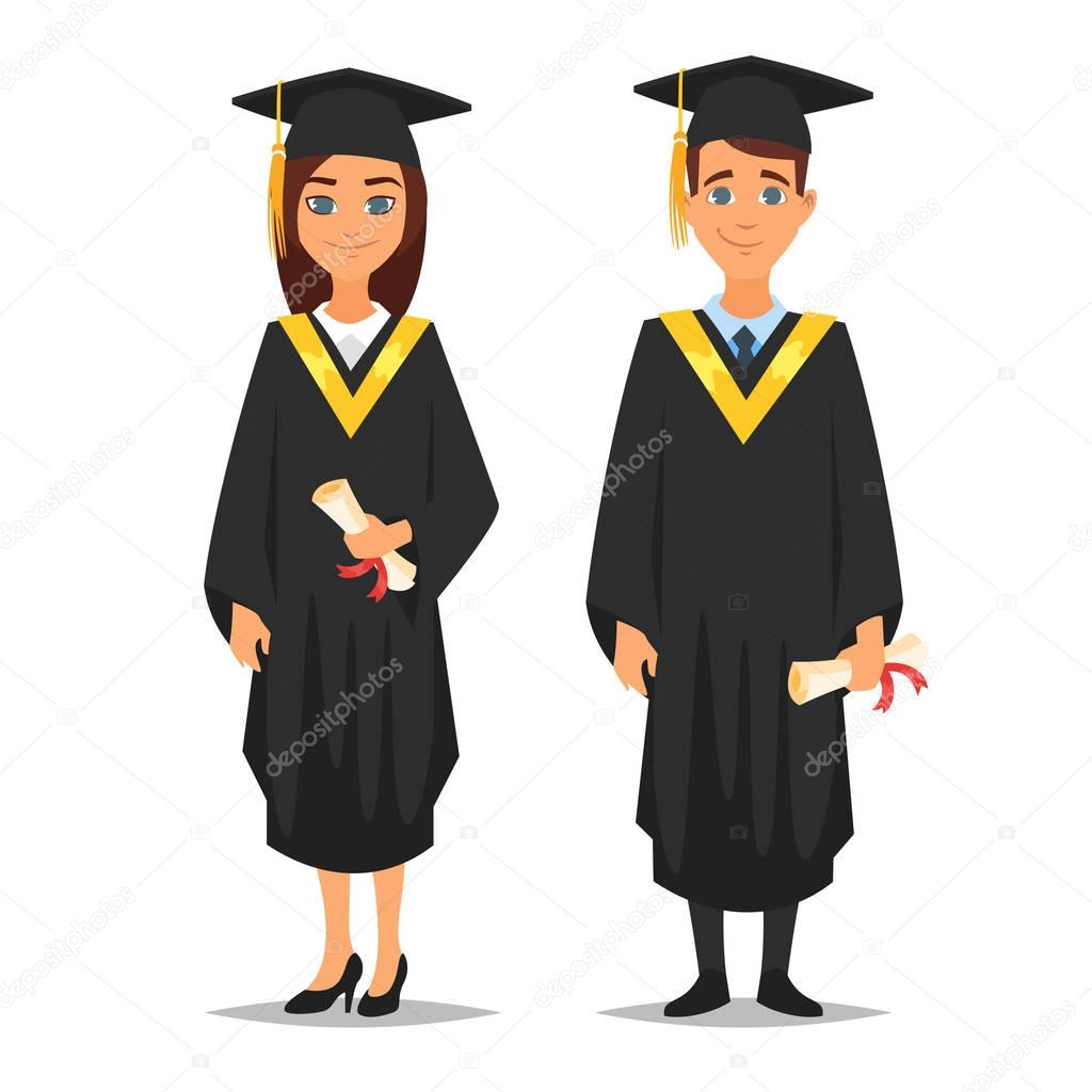 man and woman graduates