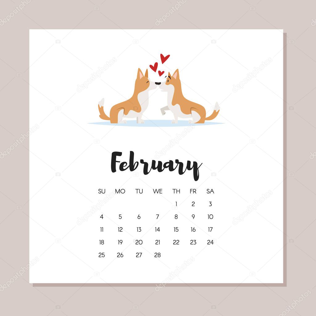 february dog 2018 year calendar
