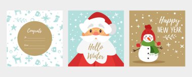Noel ve yeni yıl tebrik kartı.