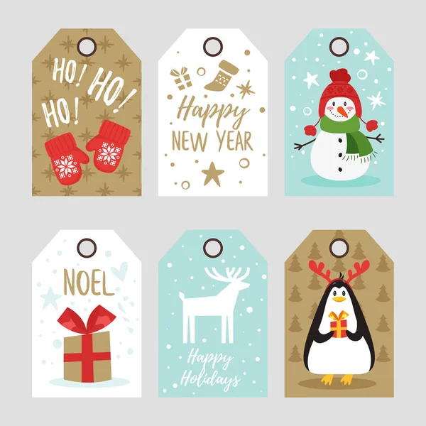 Christmas and New Year tags — Stock Vector