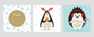 Noel ve yeni yıl tebrik kartı.