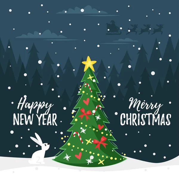 Weihnachten Neujahrsgrußkarte — Stockvektor