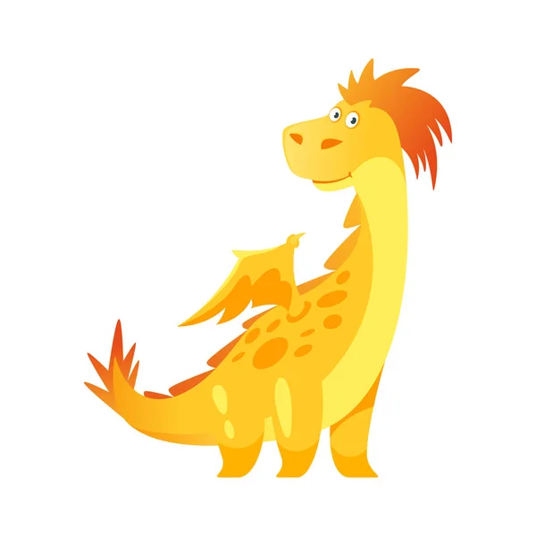 Lindo dragón amarillo — Vector de stock