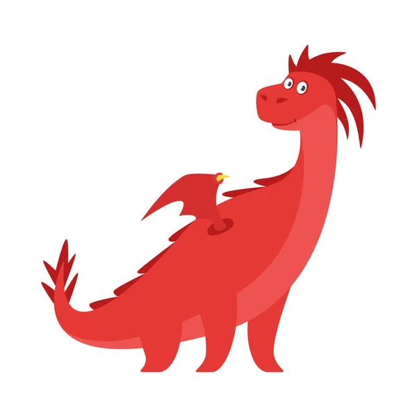 Lindo dragón rojo — Vector de stock