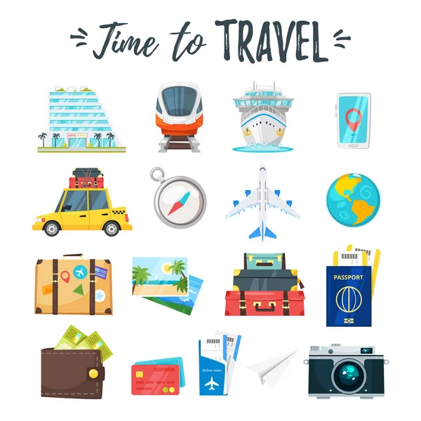 Εικονίδια ταξιδιού και τουρισμού — Διανυσματικό Αρχείο
