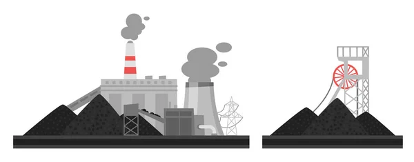 Ilustrace z uhelné elektrárny. — Stockový vektor