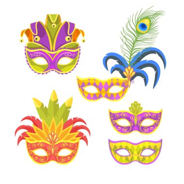 Mardi Gras renkli tatil maskesi