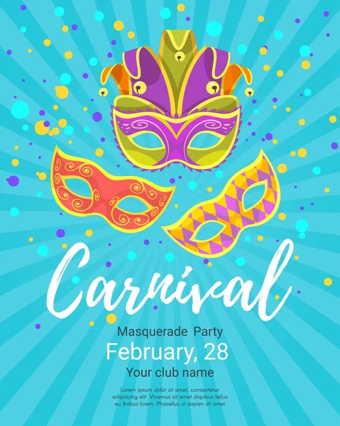 Mardi Gras poster for masquerade — Stok Vektör