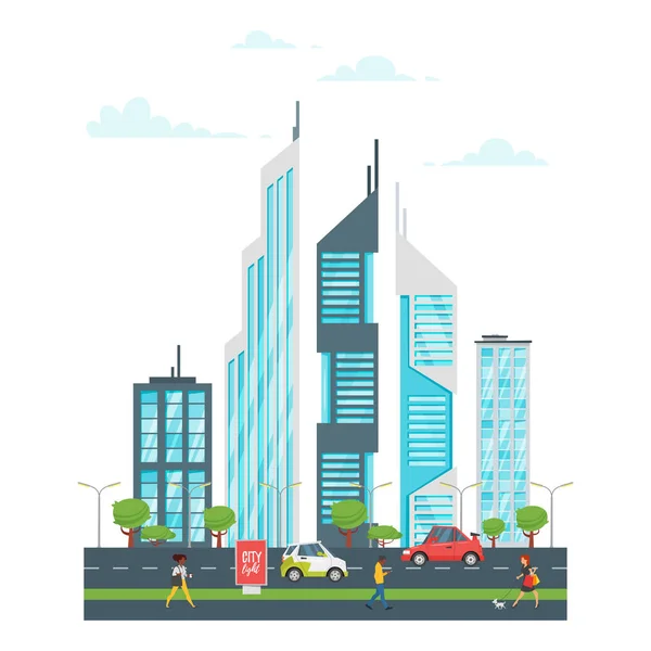 Paisaje de ciudad. skyline urbano . — Vector de stock