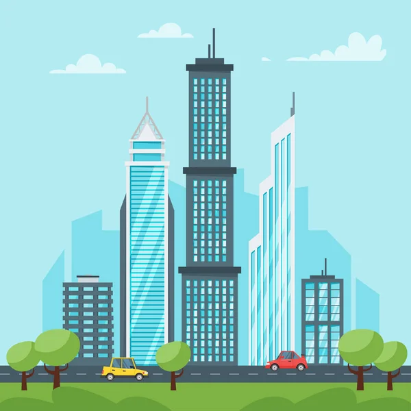 Paisaje de ciudad. skyline urbano . — Vector de stock