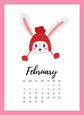 Şubat 2018 yıl takvim sayfası