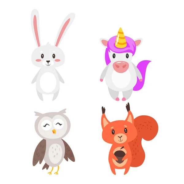 Illustration Vectorielle Style Dessin Animé Animaux Mignons Isolés Sur Fond — Image vectorielle