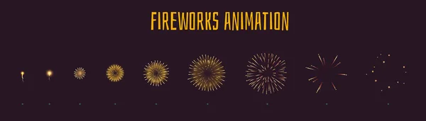 Vektör karikatür tarzı set oyun sarı havai fişek patlayabilir etkisi patlama sprite animasyon için. Video oyunları, bilgisayar veya web tasarım için oyun kullanıcı arabirimi (GUI) öğe. Patlama çerçeveler.