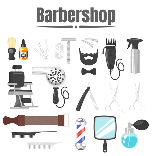 Conjunto de ferramentas de barbearia — Vetor de Stock