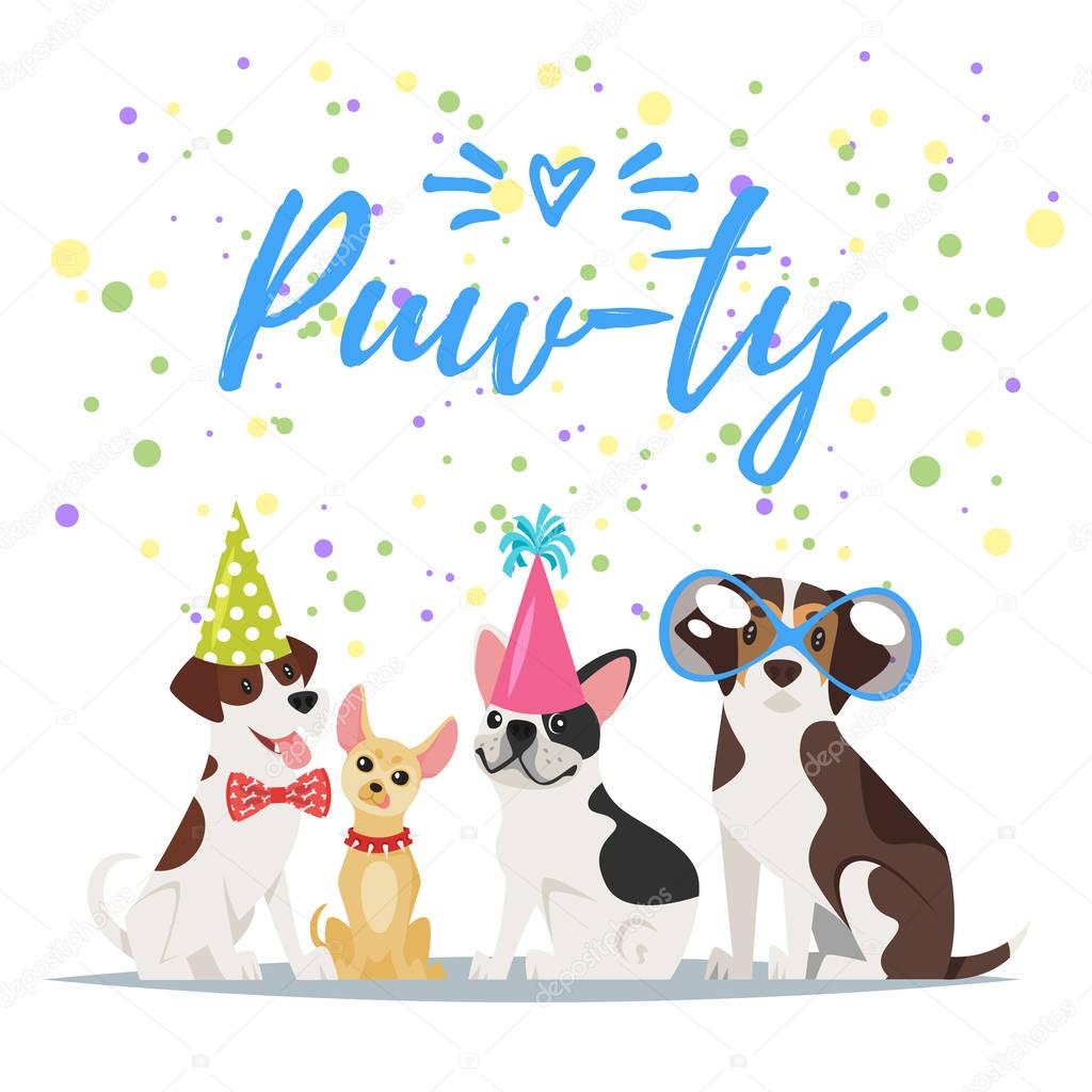 Dog Birthday party greeting card