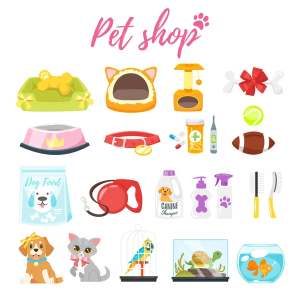 Conjunto de iconos de tienda de mascotas — Archivo Imágenes Vectoriales