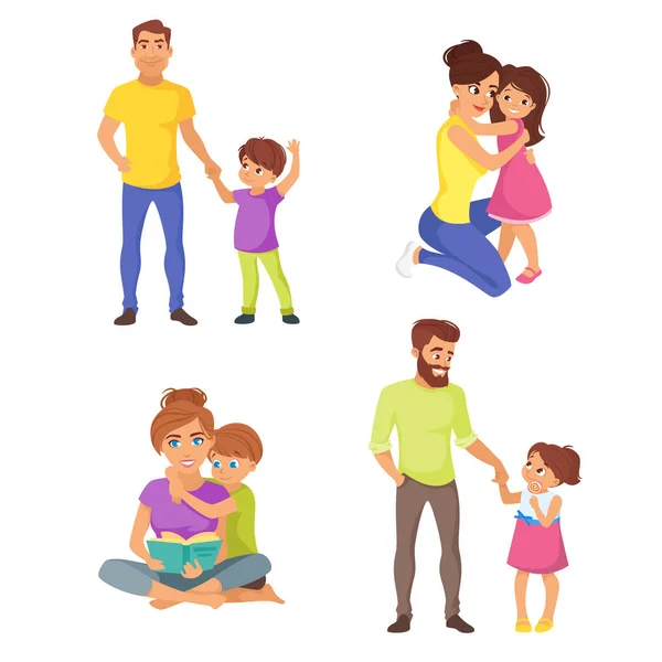 สมาชิกในครอบครัวคนขาว พ่อแม่ — ภาพเวกเตอร์สต็อก