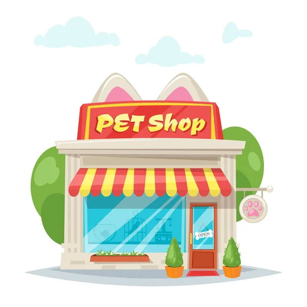 Illustration of pet shop facade — Stock Vector