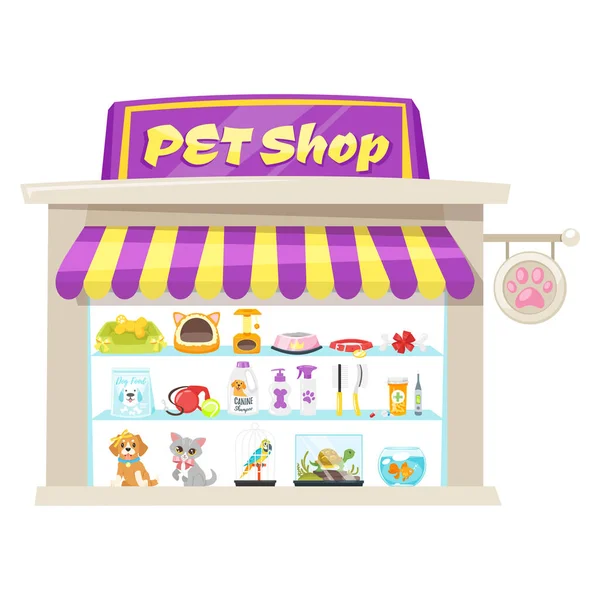 Ilustração de pet shop fachada — Vetor de Stock