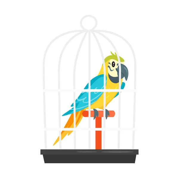 Perroquet animal dans une cage à oiseaux — Image vectorielle