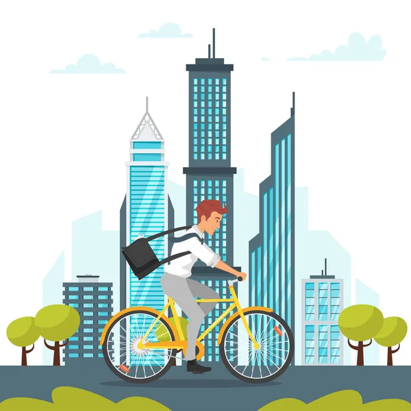 Homme d'affaires sur le vélo — Image vectorielle