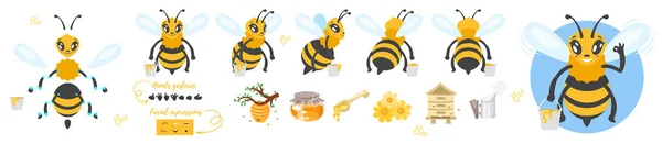 ミツバチかわいいキャラクター アニメーション — ストックベクタ