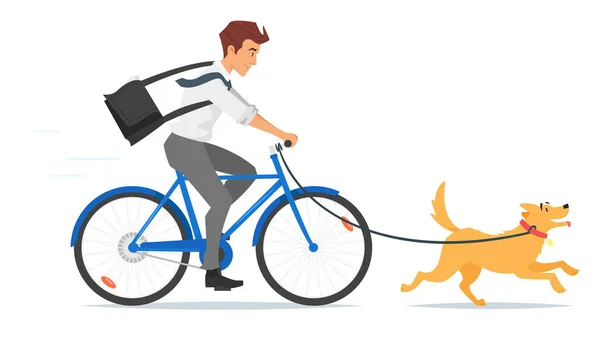 Hombre de negocios montando en bicicleta — Vector de stock