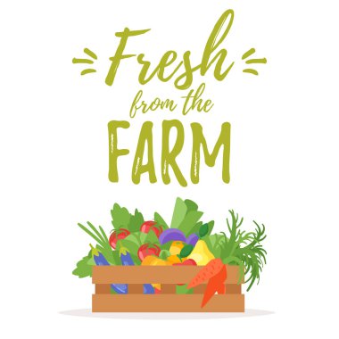 organik sebze ile ahşap kutu