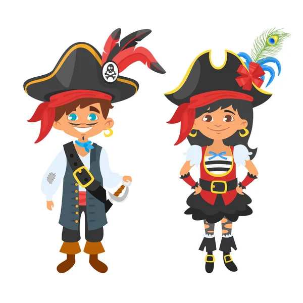 Characters in pirate costumes. — Stock Vector