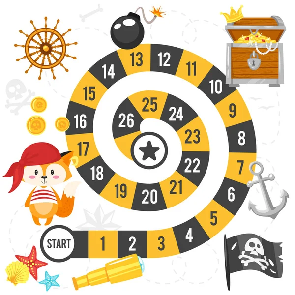 Pirat brädspel mall — Stock vektor