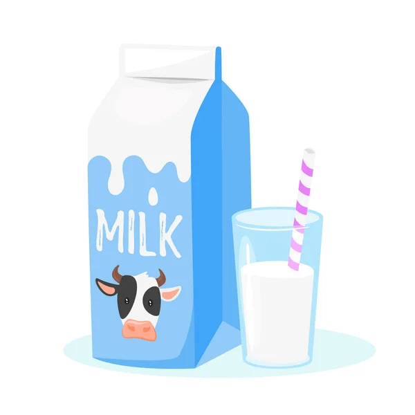 Productos lácteos: envasado de leche — Vector de stock