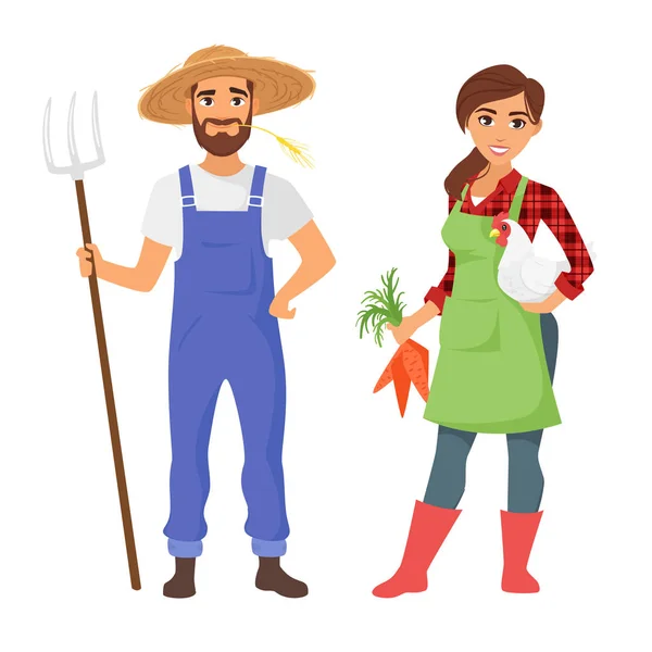 Agricultores: caráter de homem e mulher — Vetor de Stock