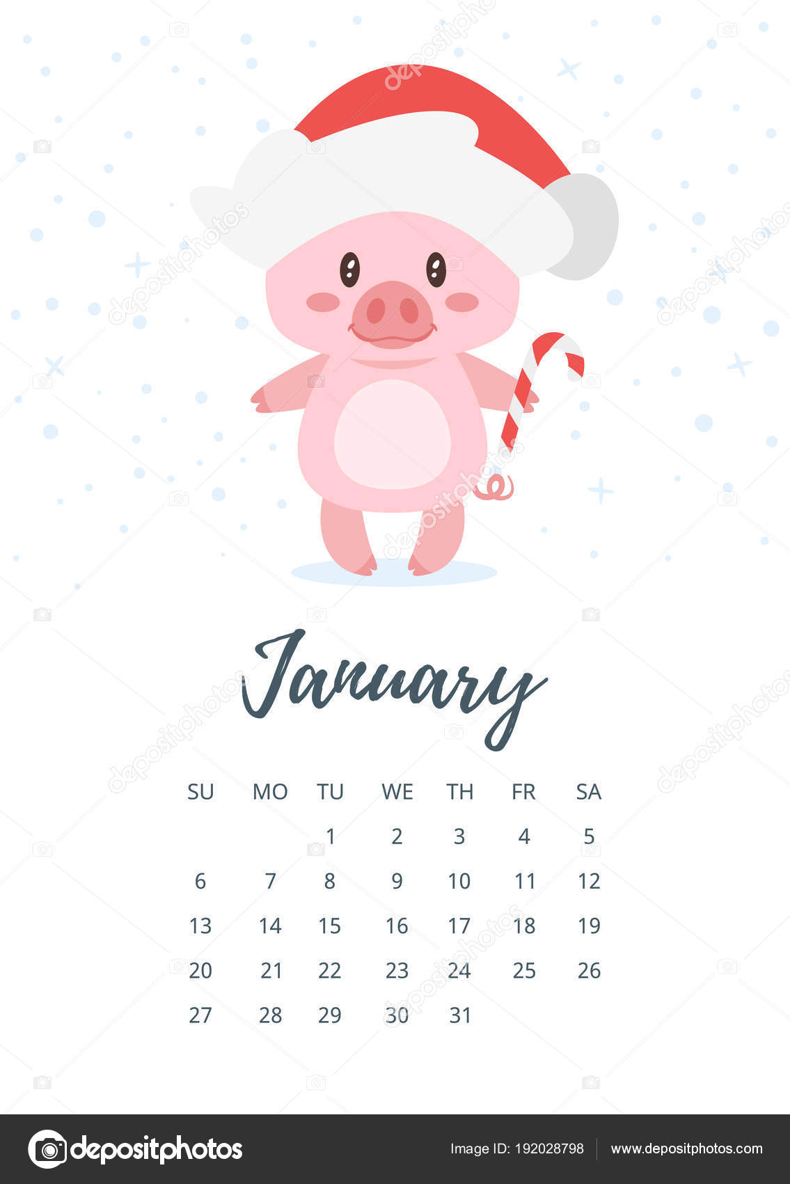 2019 年 1 月年間カレンダー